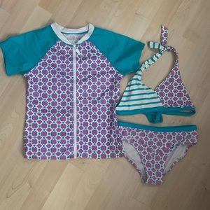 Garnet Hill Swim Bikini Rash Guard Set 8